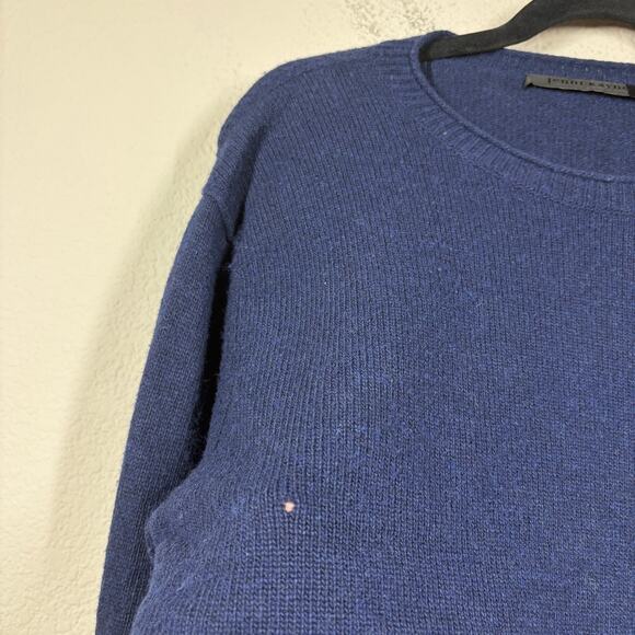 Jenni Kayne XS Everyday Wool Cashmere Knit Sweater Blue Crew Neck Long Sleeves - Picture 8 of 9